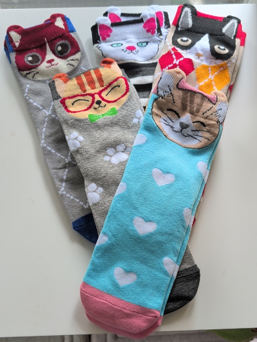 Cute Cat Face Ankle Socks Bundle - Hearts & Paws